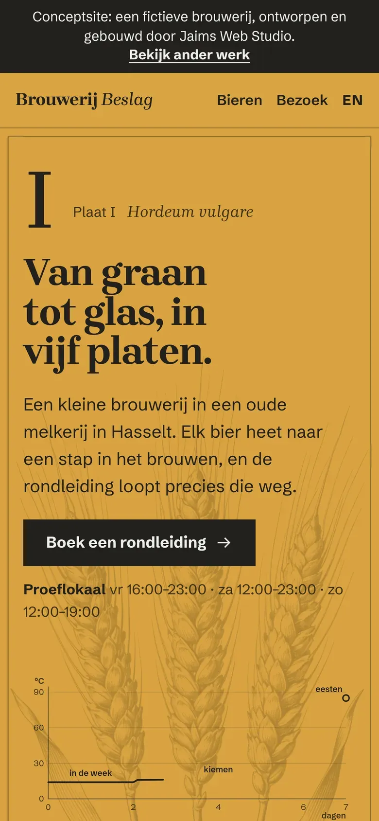 Dezelfde startpagina op een telefoon.