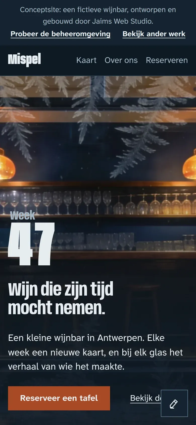 Dezelfde startpagina op een telefoon.